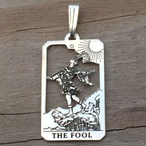 Fool Tarot Card Pendant .925 Sterling Silver dainty Made in USA
